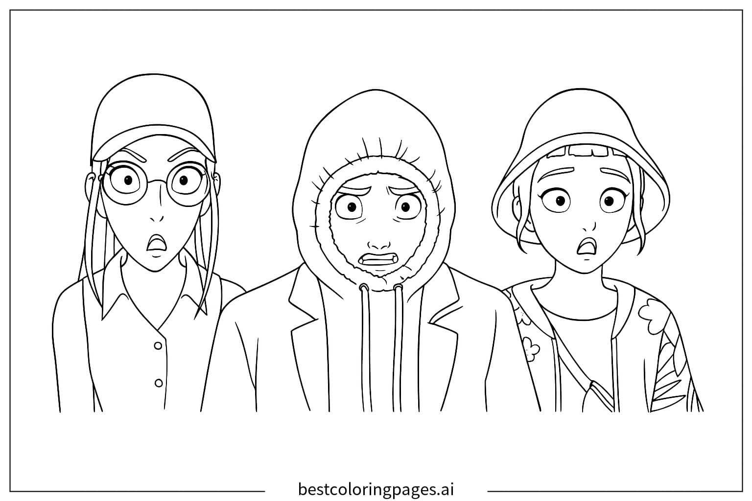 Dibujos de Los tres cazadores de demonios K-pop para Colorear