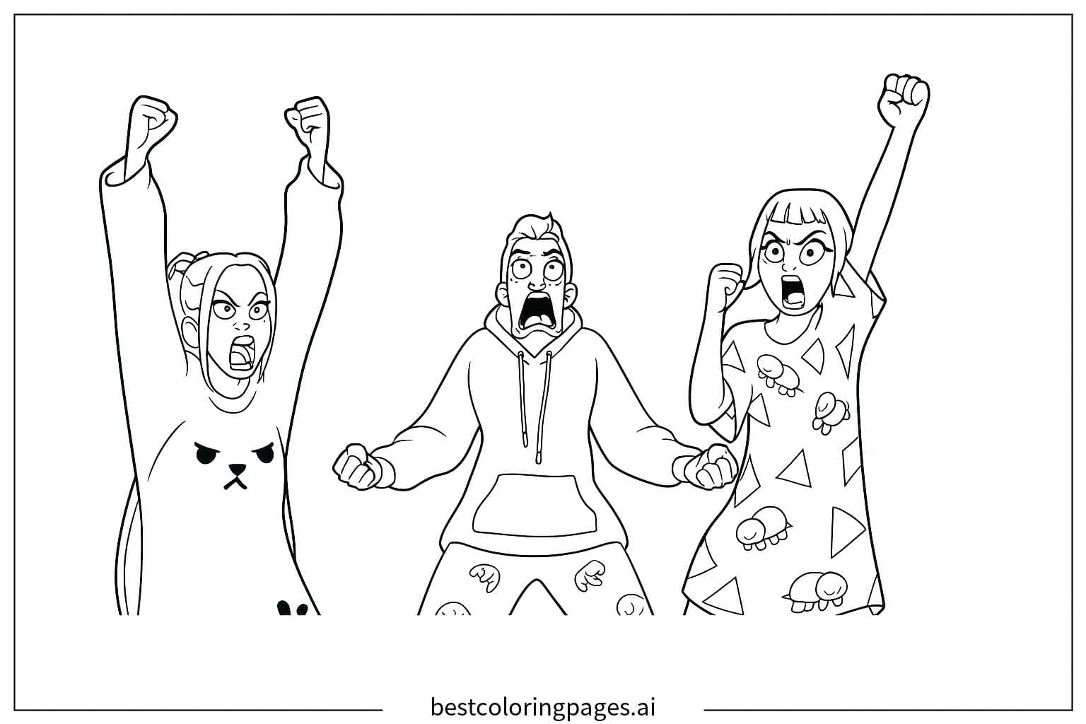 Dibujos de Los tres guerreros K-pop para Colorear