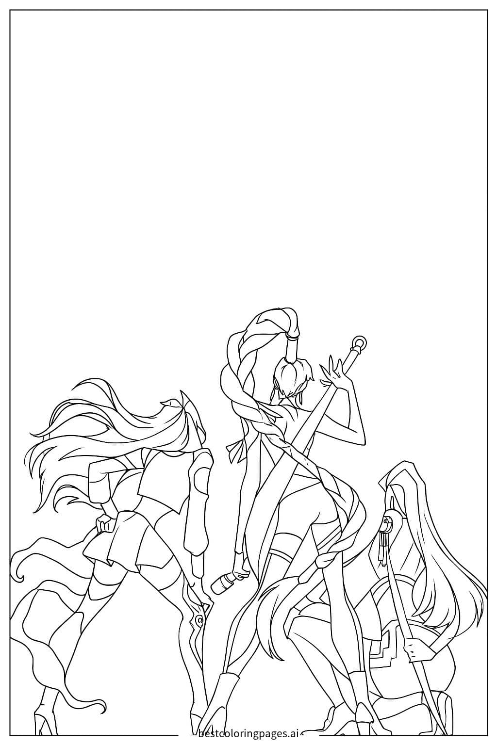 Dibujos de Tres cazadores de demonios para Colorear