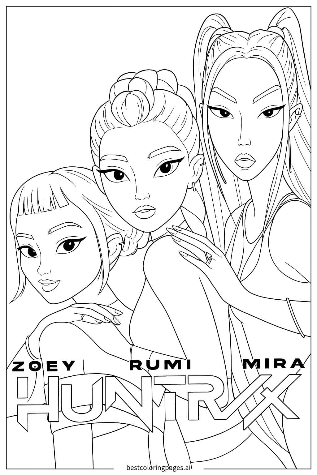 Dibujos de Tres Chicas Posando para Colorear