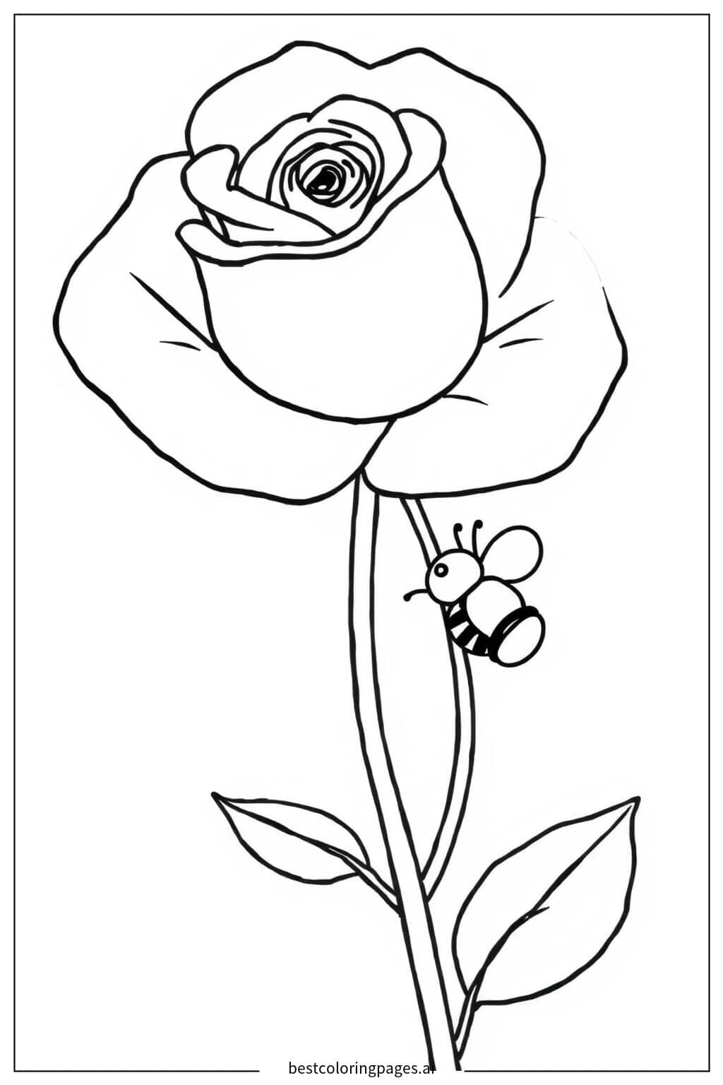 Disegni di Piccola ape che atterra su una rosa da Colorare