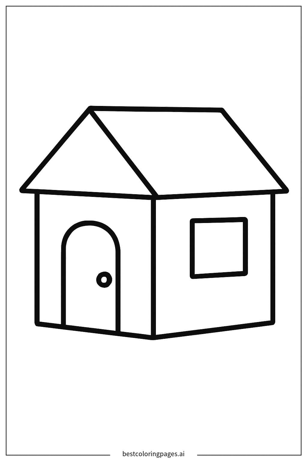 Cozy Tiny House with a Door and Window Coloring Page
