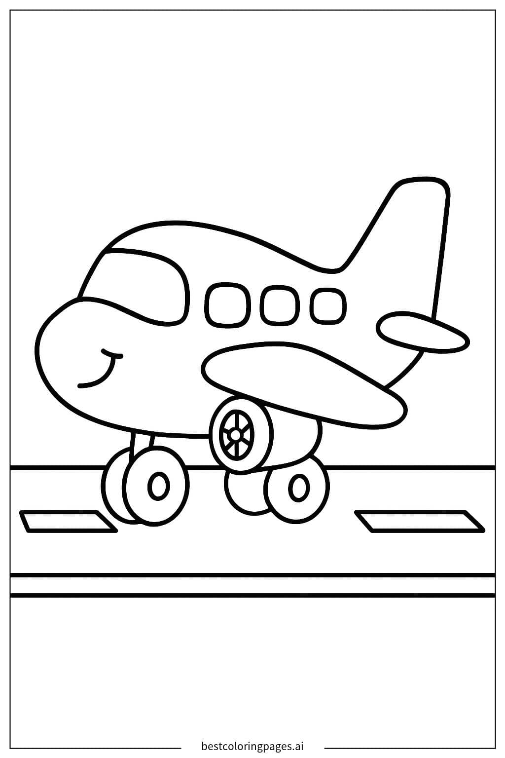 Desenhos de Pequeno Avião na Pista para Colorir
