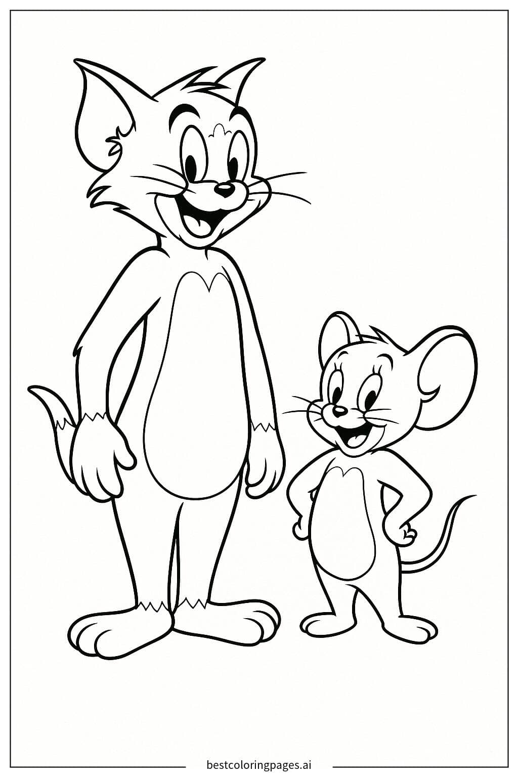 Tom and Jerry Standing Together Coloring Page