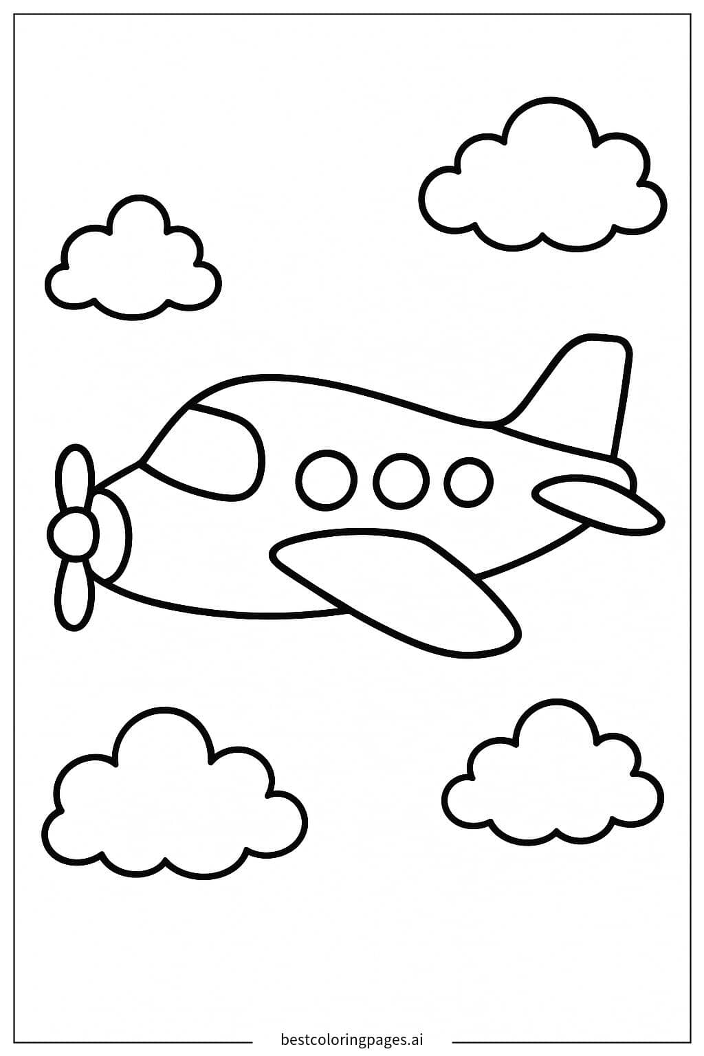 Desenhos de Avião de Brinquedo no Céu para Colorir