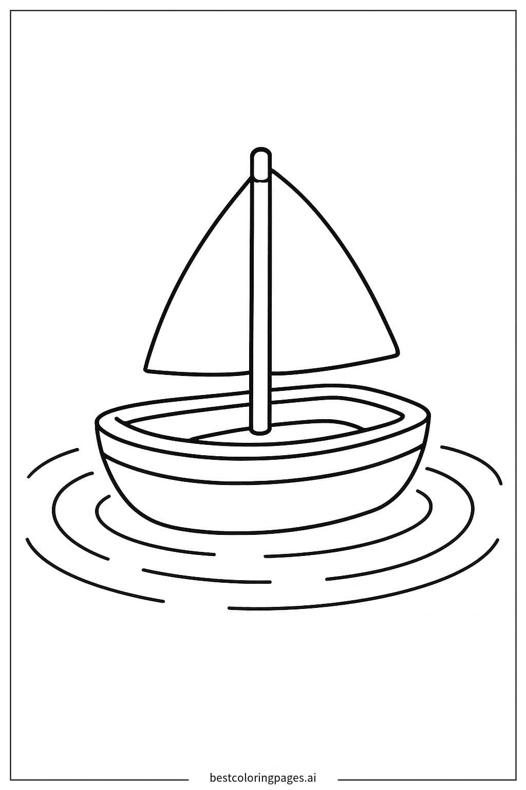 Desenhos de Barquinho flutuando em um lago para Colorir