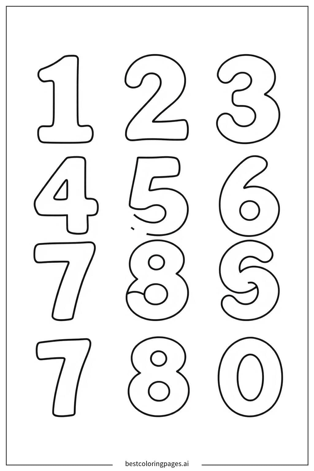 Learn to Trace Numbers 1 to 10 Coloring Page