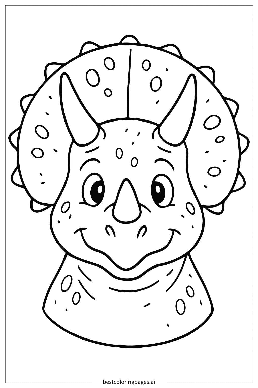 Triceratops Head Close-Up Coloring Page