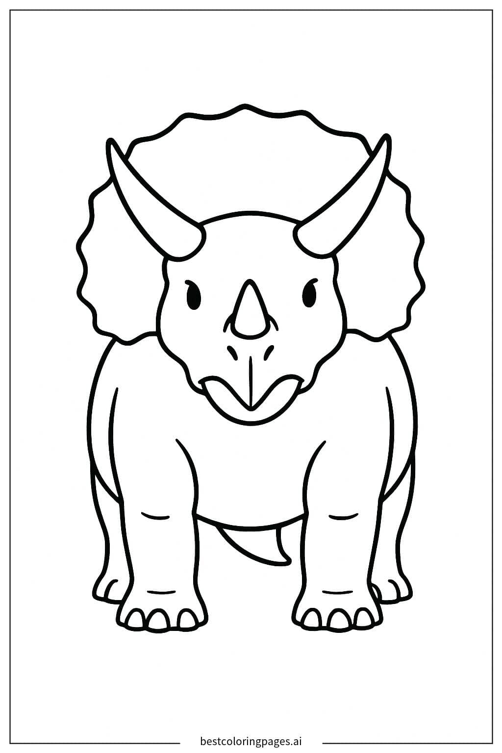 Majestic Triceratops Standing Still Coloring Page