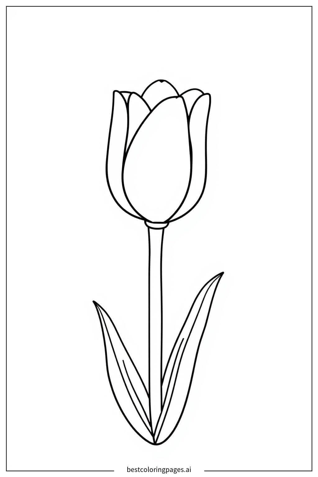 Solitary Tulip Coloring Page