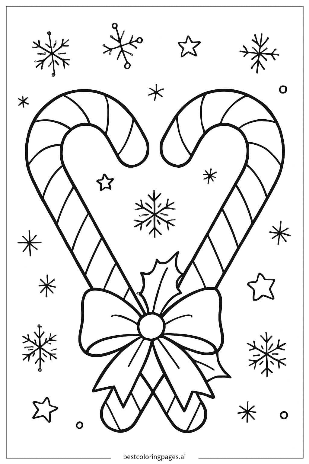 Candy Cane Heart Coloring Page