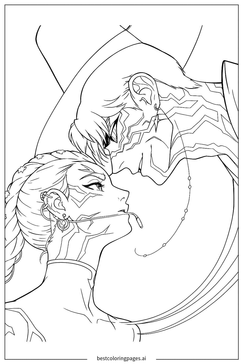 Dibujos de Dos Cazadores de Demonios Mirando para Colorear