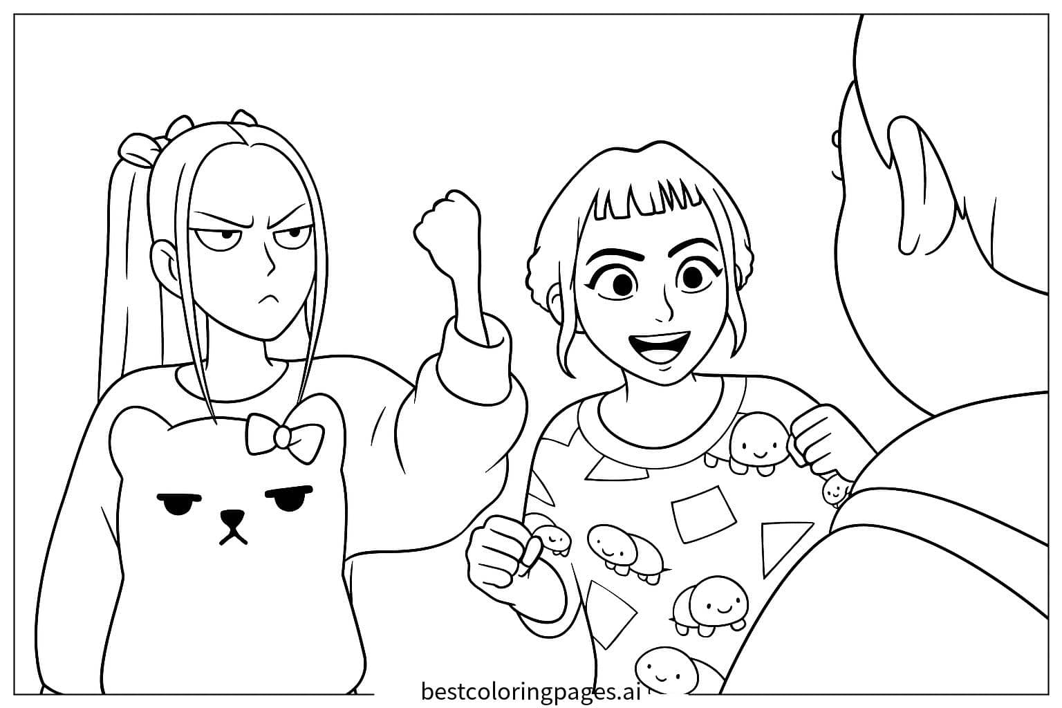 Dibujos de Dos chicas discutiendo para Colorear
