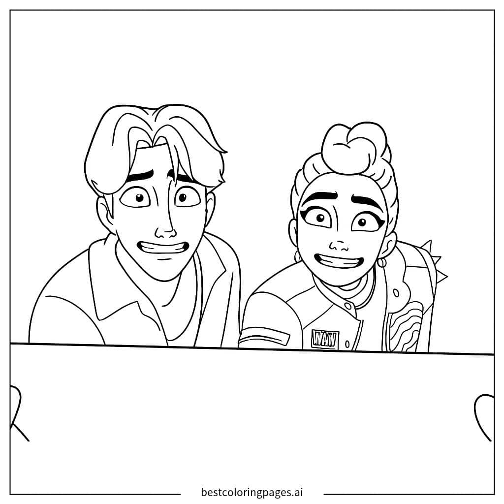 Dibujos de Dos chicas posando estilo Kpop Demon Hunters para Colorear