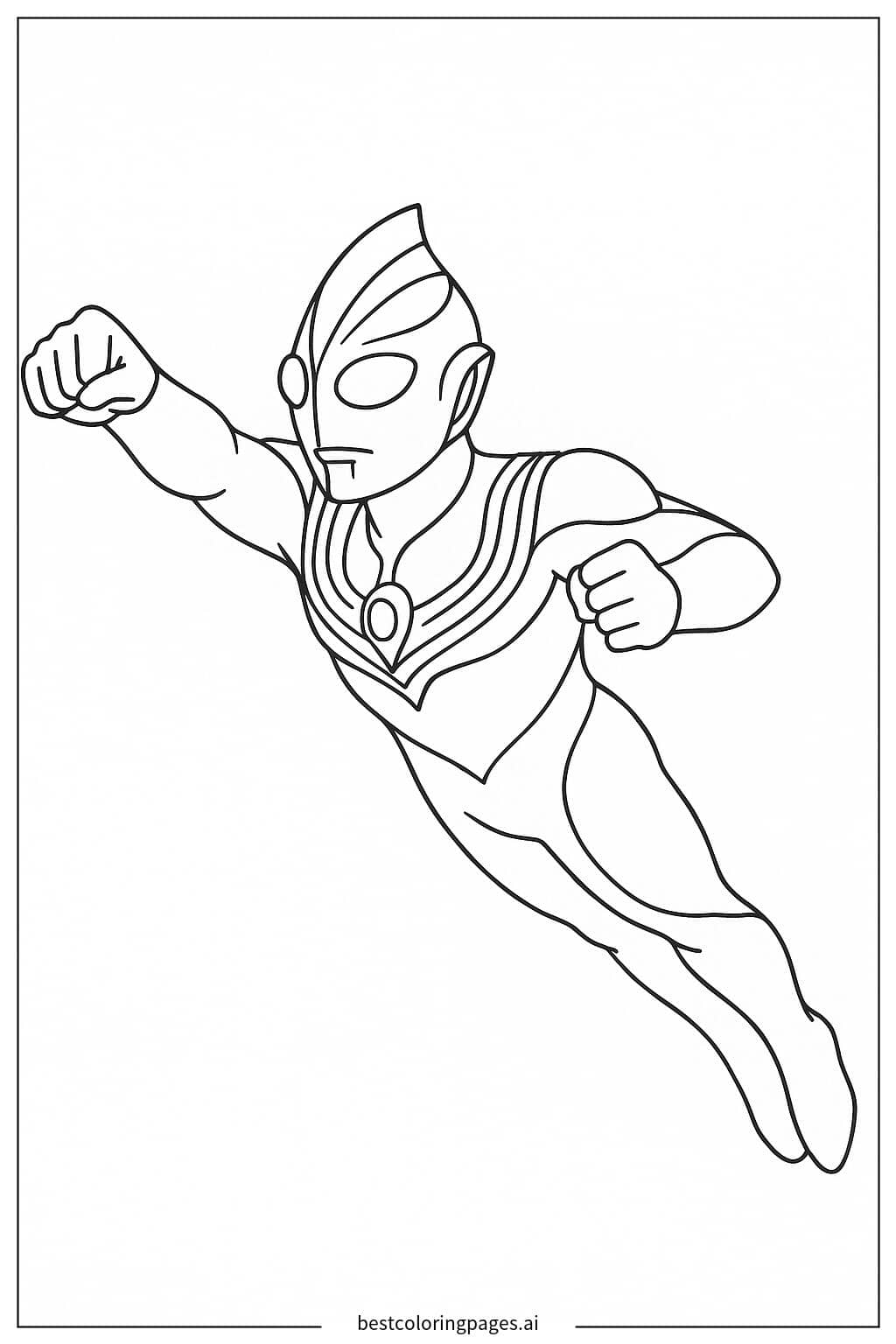 ภาพระบายสี Ultraman Tiga กำลังบินบนท้องฟ้า