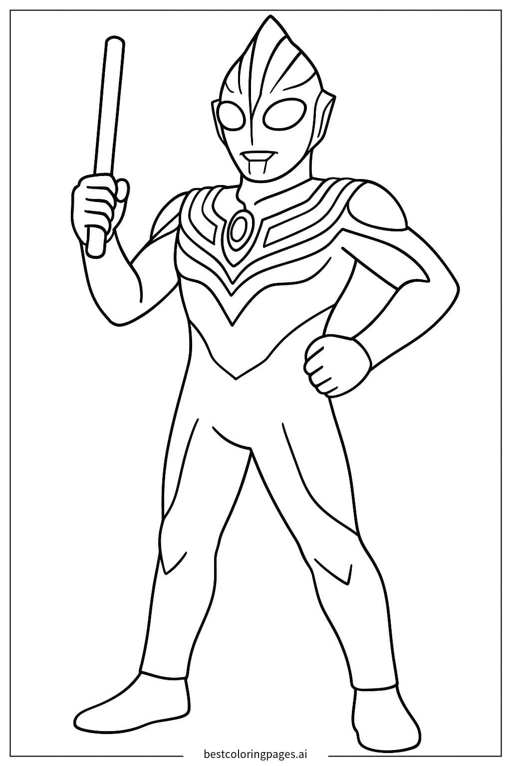 ภาพระบายสี อุลตร้าแมนทีก้าถือแท่งแสง