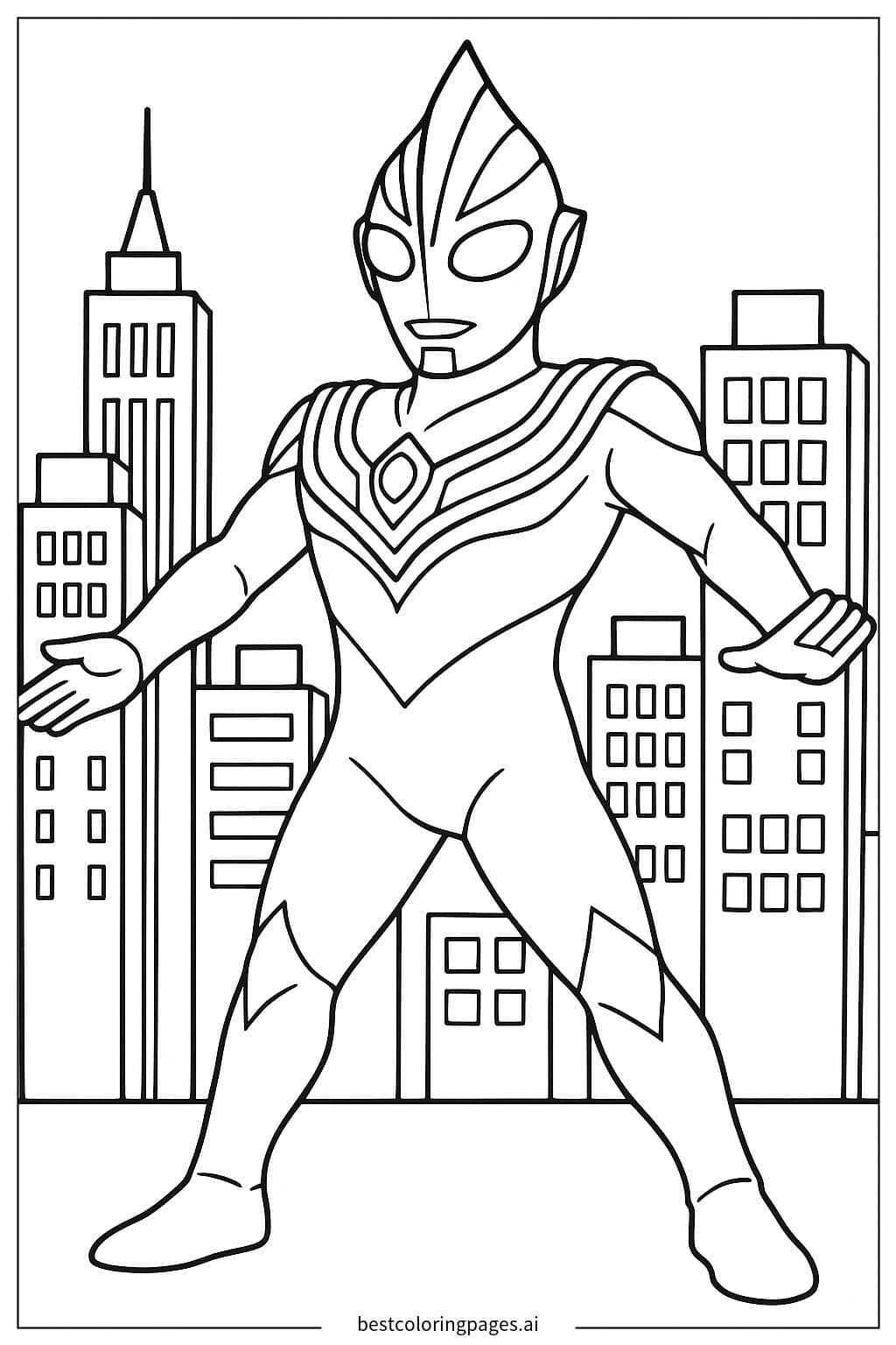 ภาพระบายสี อุลตร้าแมนทีก้าปกป้องเมืองใหญ่