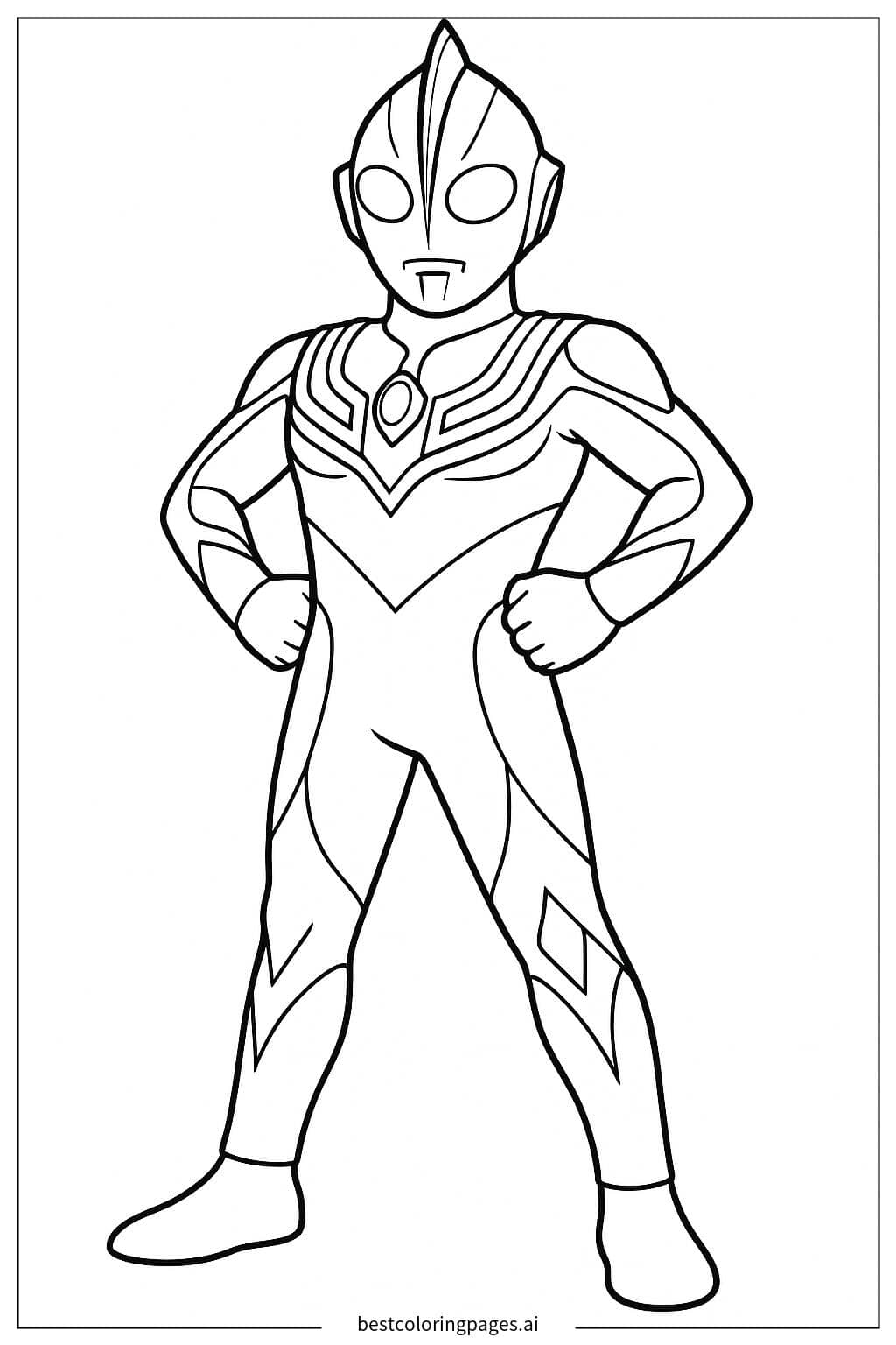 Ultraman Tiga with Glowing Eyes Coloring Page