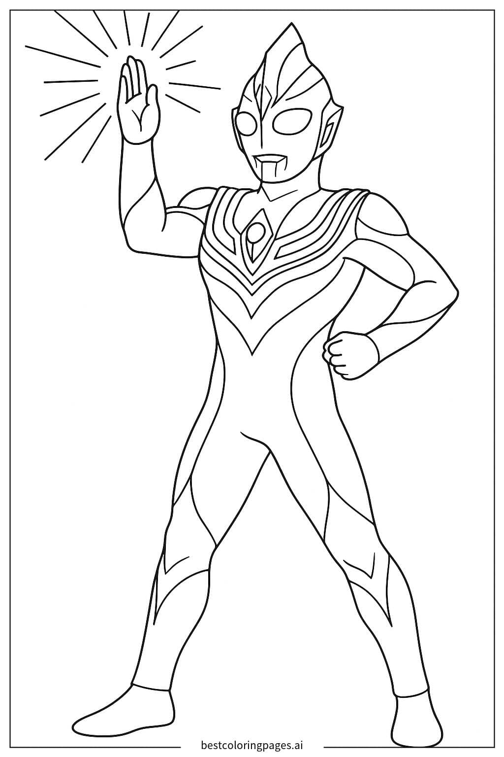 ภาพระบายสี อุลตร้าแมนทีก้าปล่อยแสงพลัง