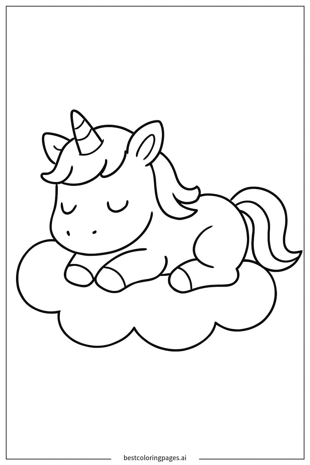 Unicorn Sleeping Peacefully Coloring Page
