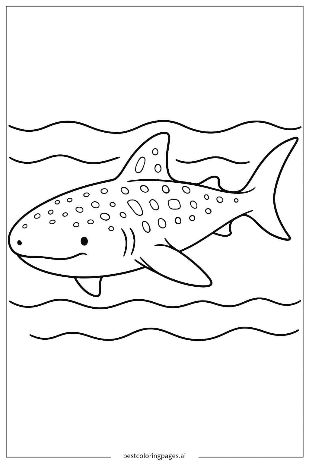 Coloriage Requin Baleine dans l'Eau Calme