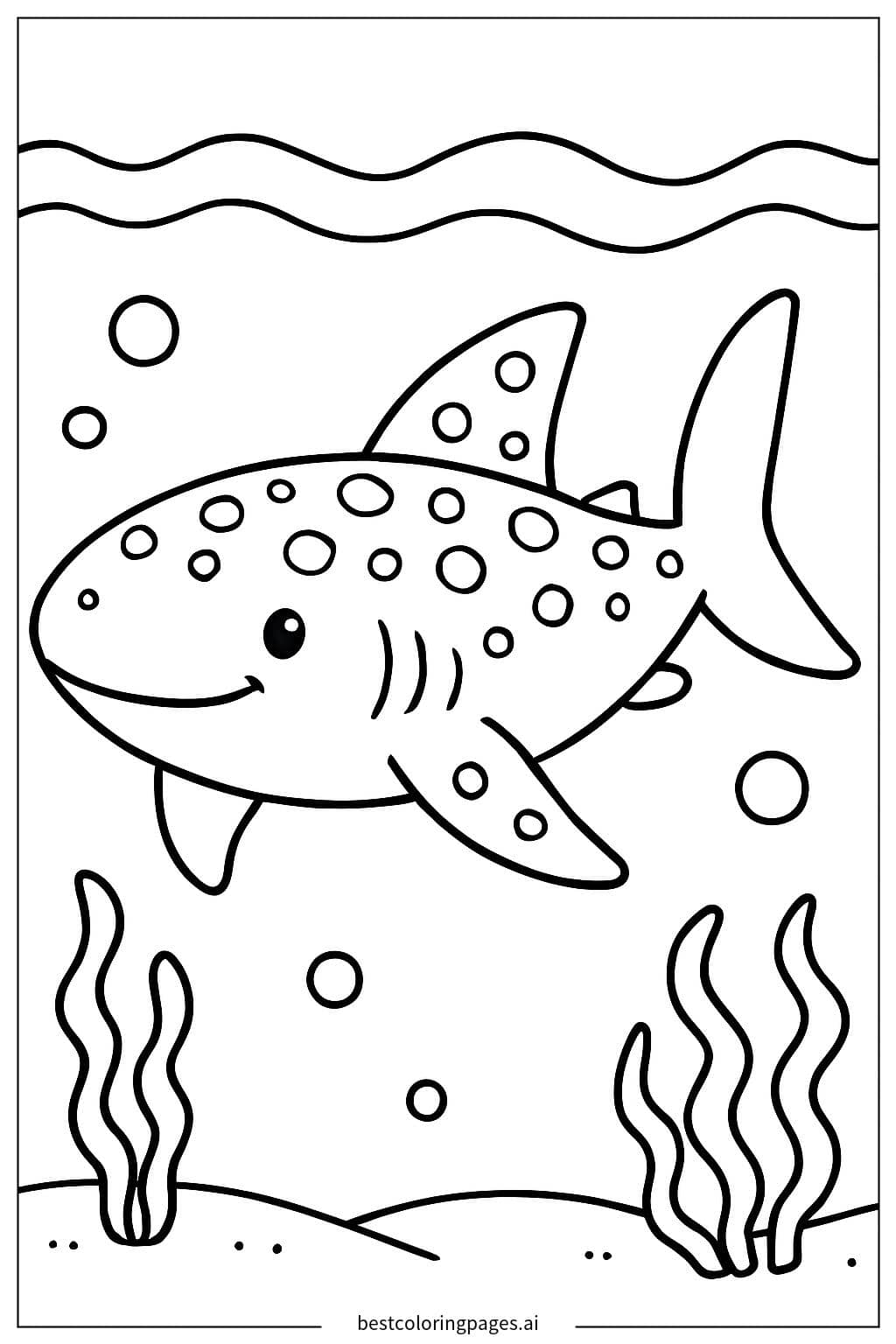 Coloriage Dessin simple de requin-baleine