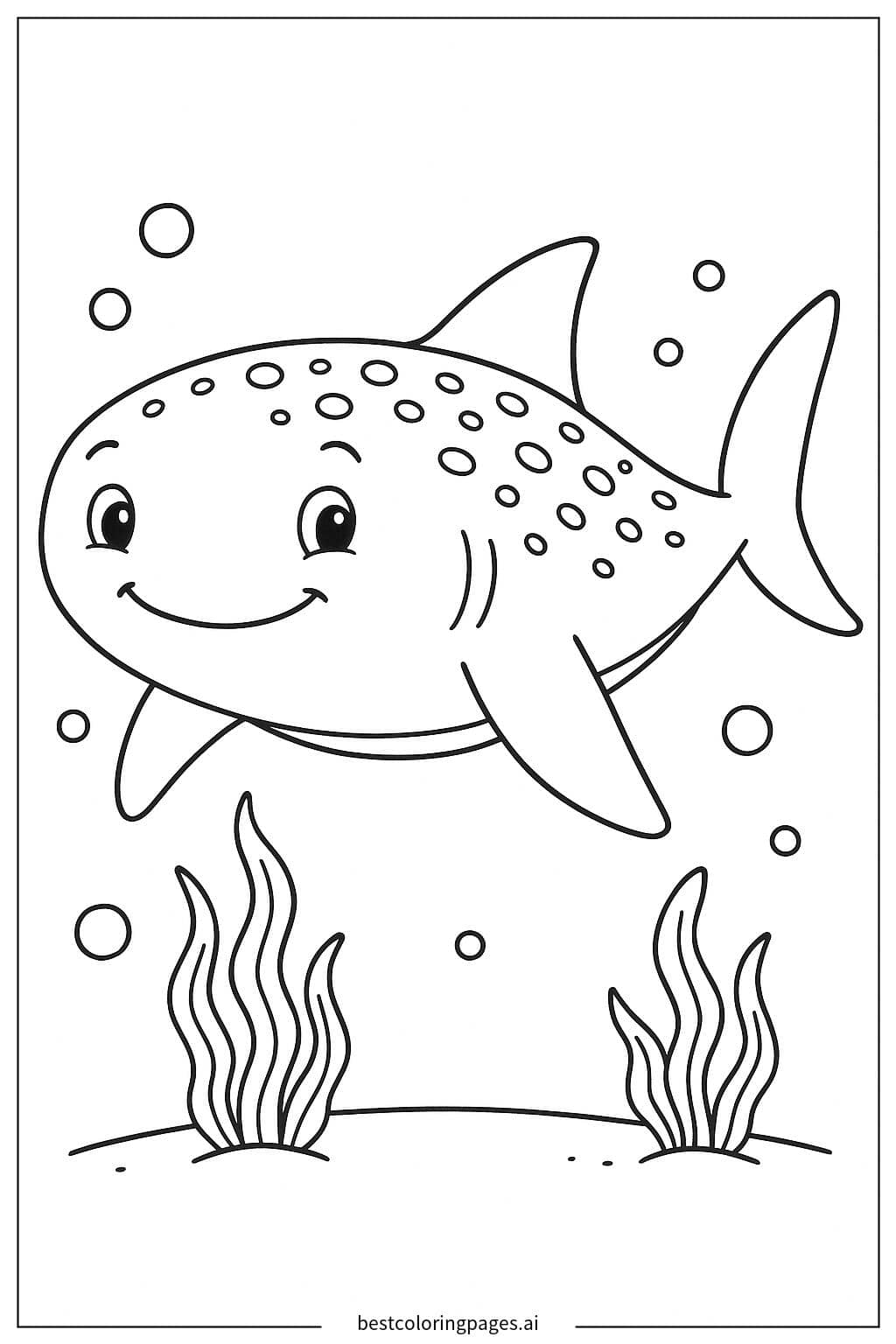 Coloriage Requin Baleine Souriant
