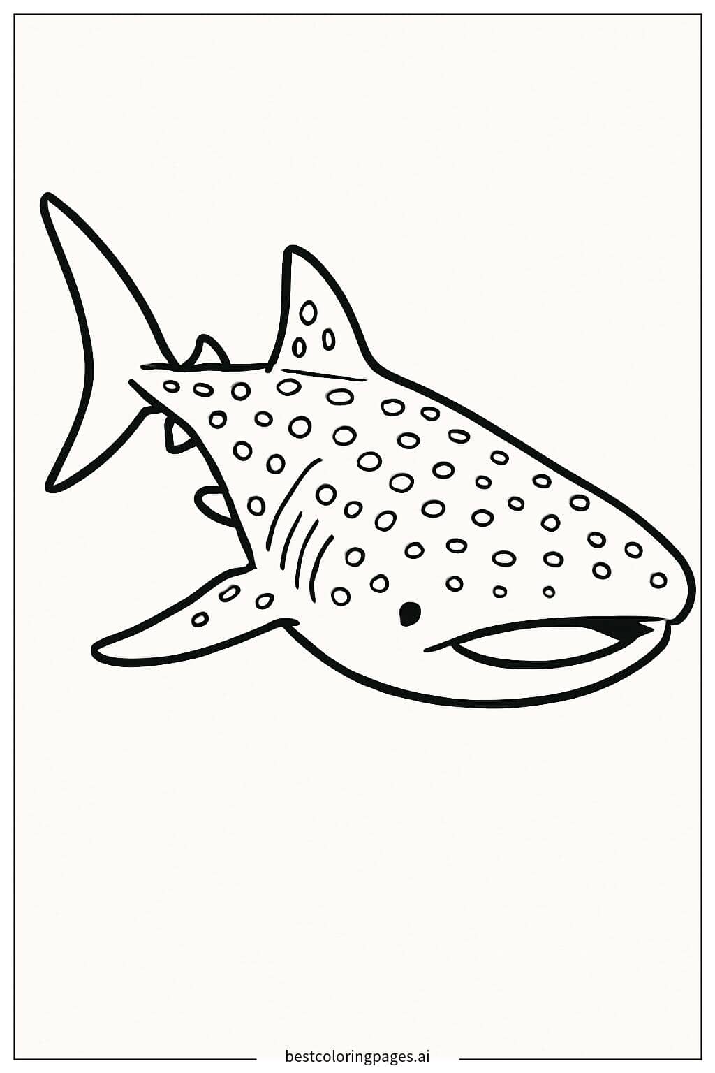 Whale Shark Swimming in Open Water Coloring Page