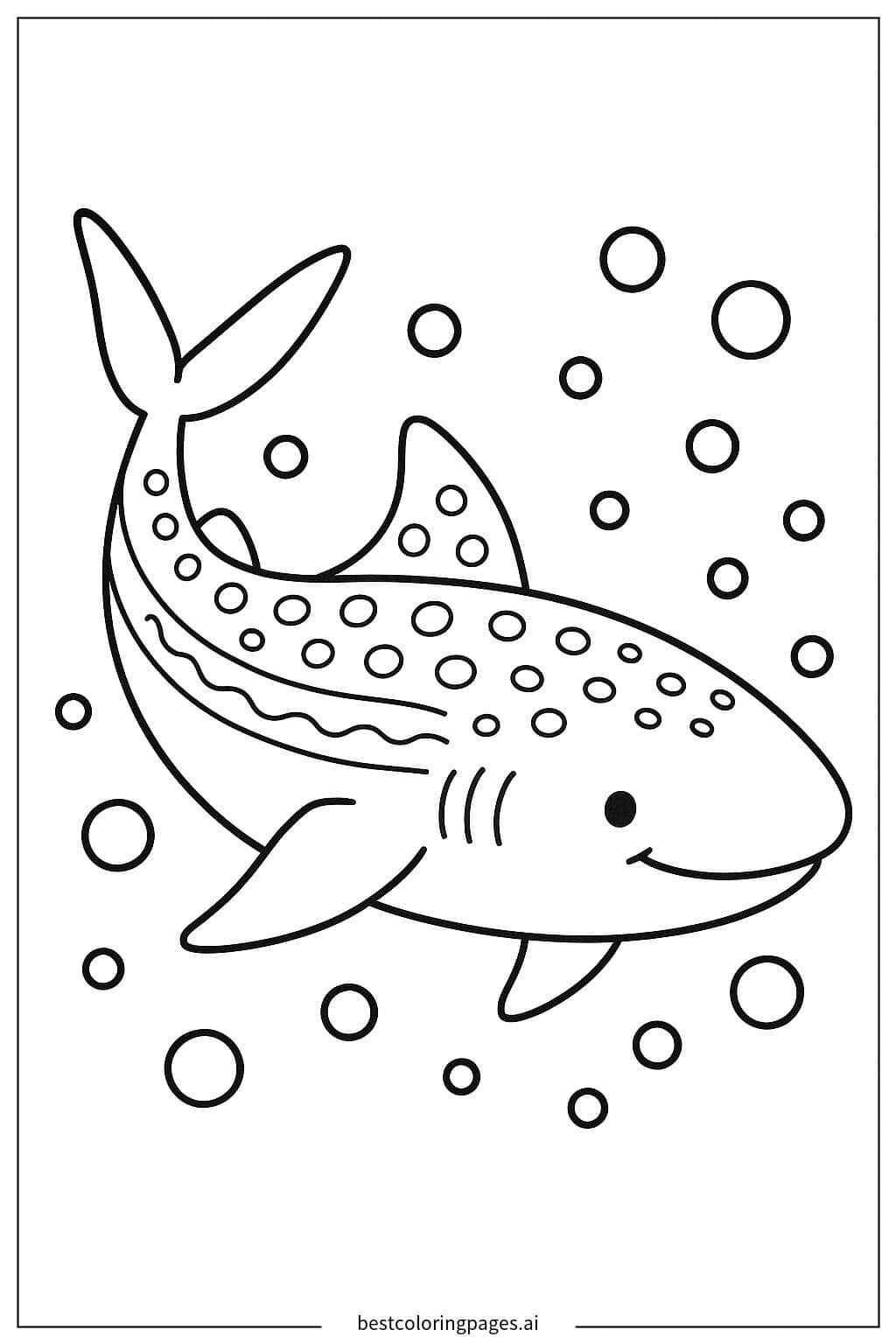 Coloriage Requin Baleine avec Bulles