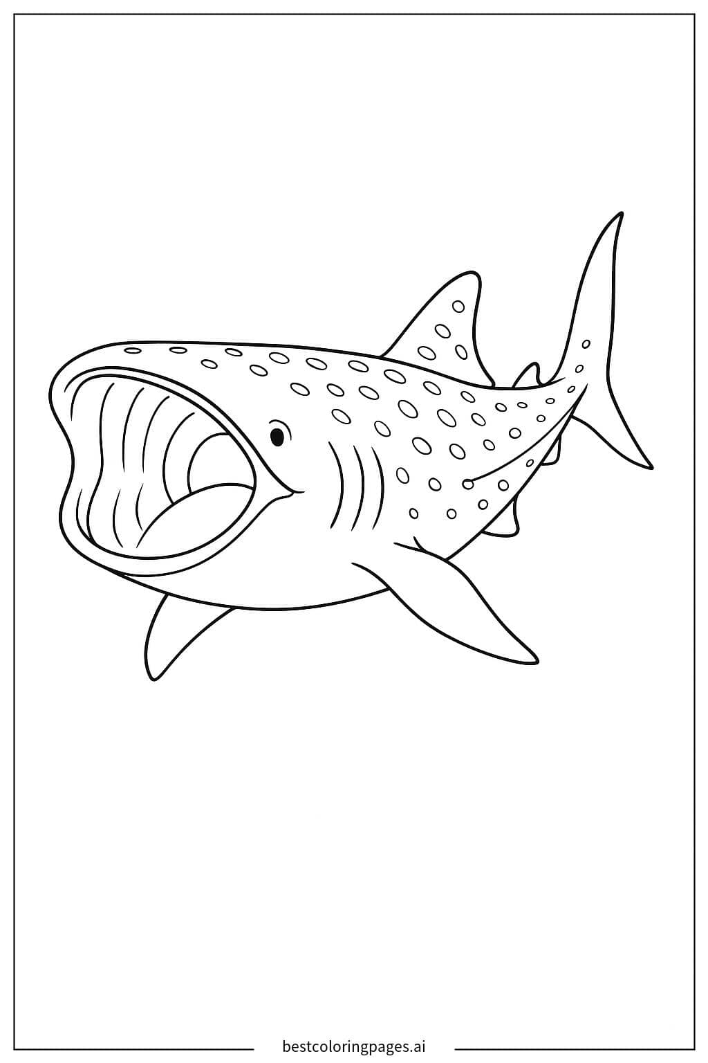 Whale Shark with Its Mouth Open Coloring Page