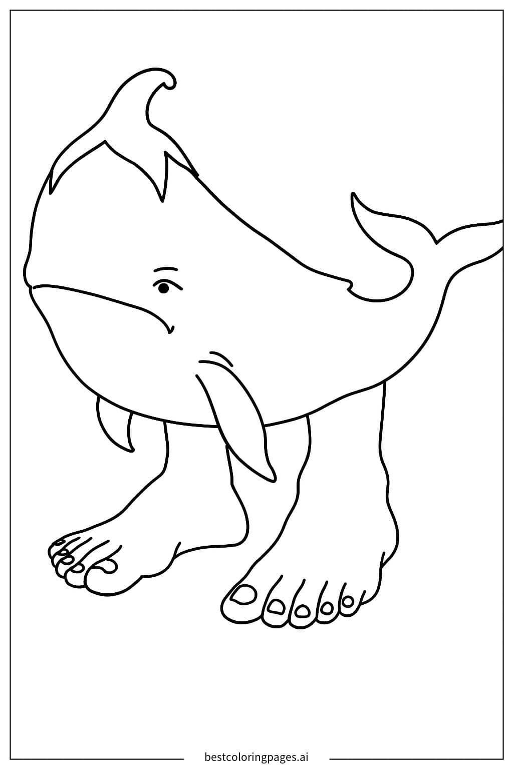 Disegni di Balena con Piedi Umani da Colorare