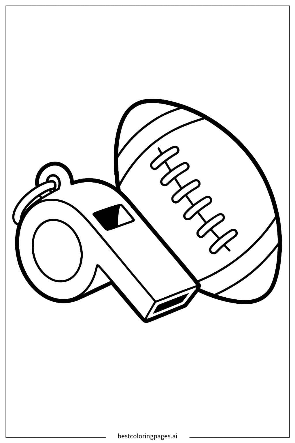 Desenhos de Apito de Árbitro e Bola de Futebol Americano para Colorir
