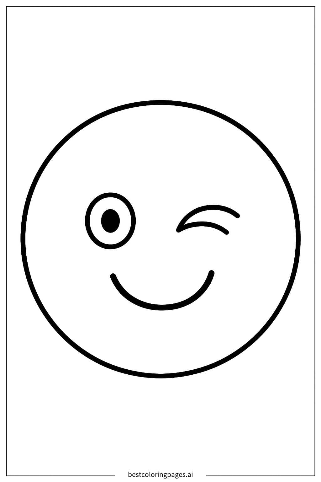 Disegni di Emoji Che Fa L'Occhiolino da Colorare