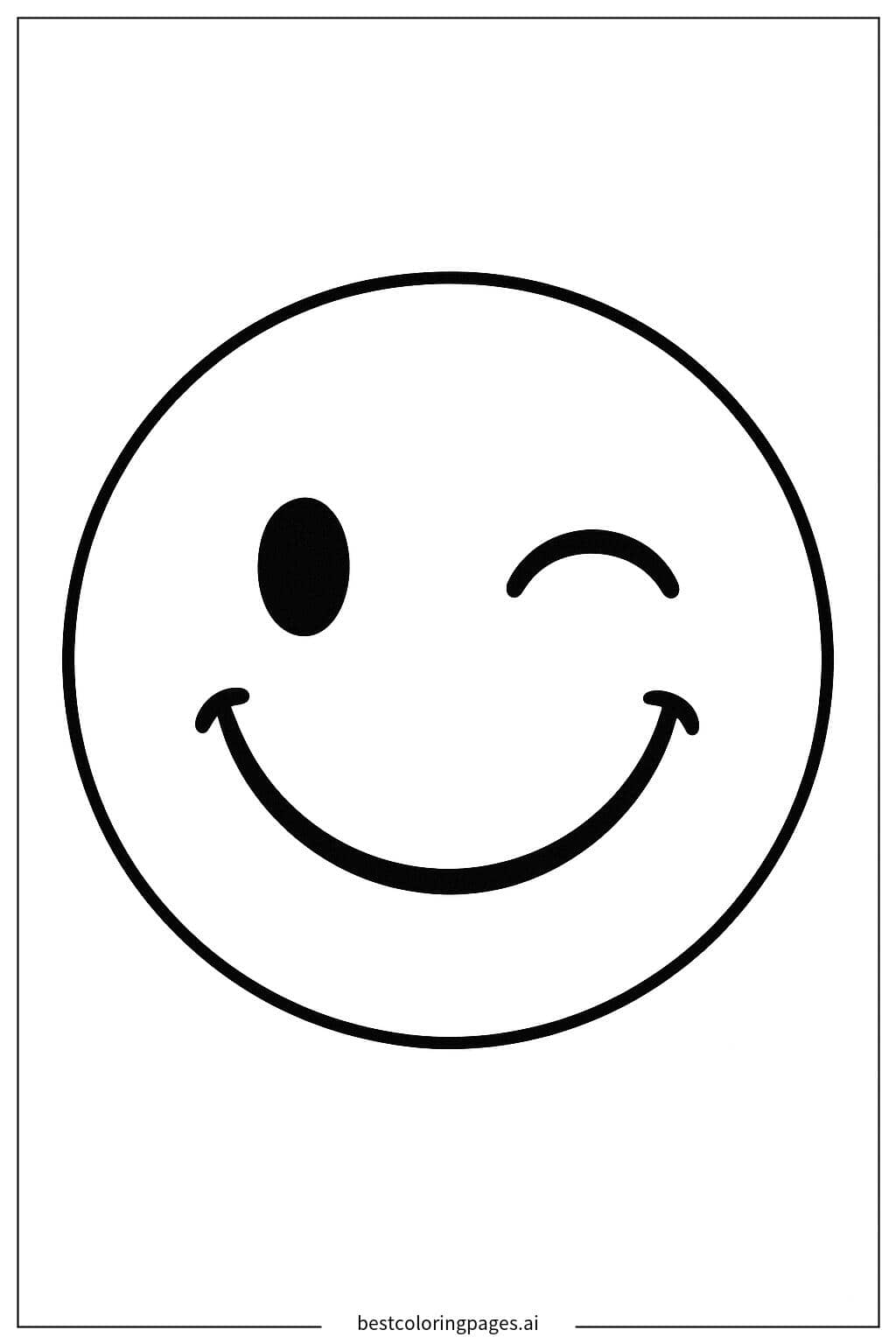 Disegni di Emoji Faccina Ammiccante da Colorare