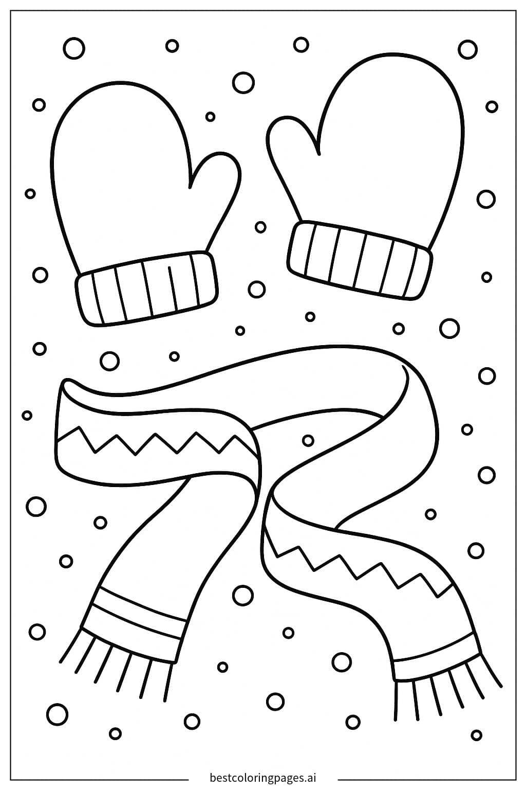 Winterhandschuhe und Schal Ausmalbilder
