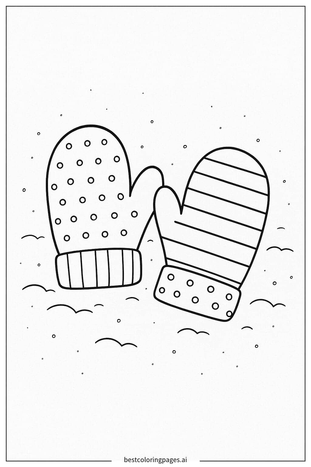 Desenhos de Luvas de Inverno na Neve para Colorir
