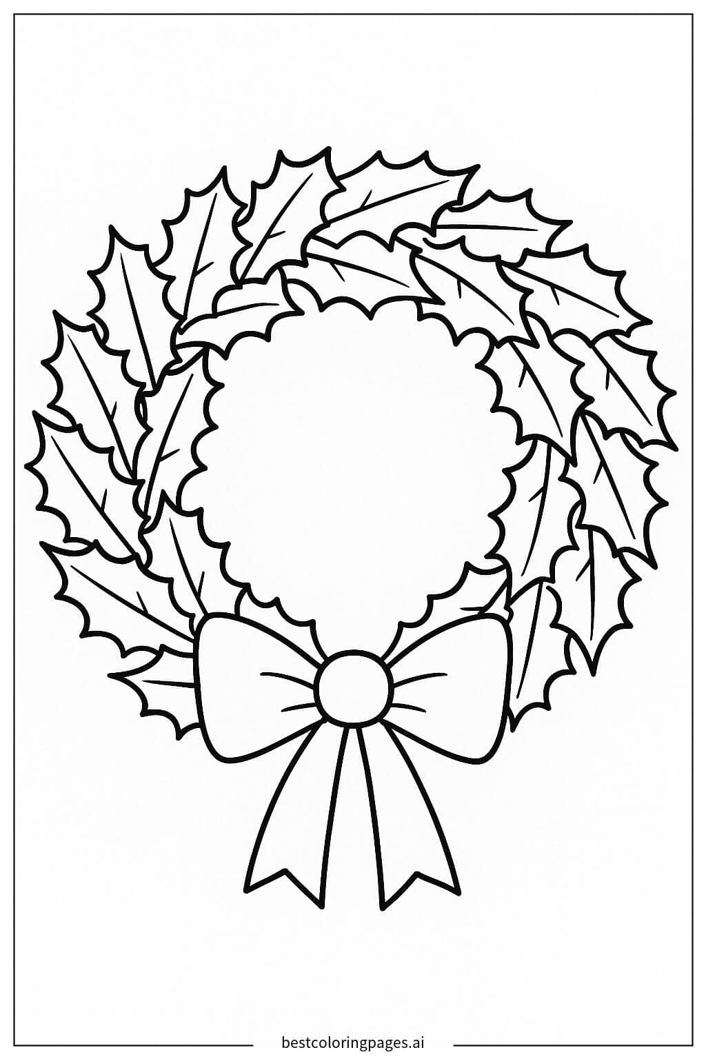 Desenhos de Guirlanda com laço vermelho para Colorir