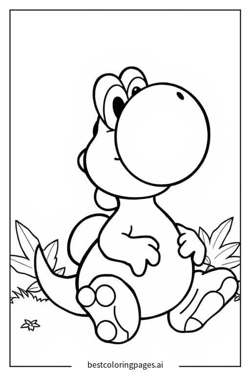 Dibujos de Yoshi sentado tranquilamente para Colorear