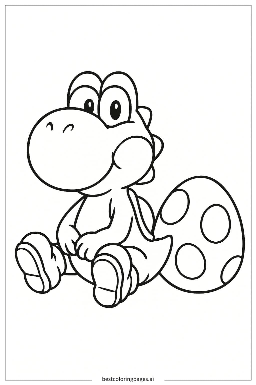 Yoshi Sitting with a Polka-Dotted Egg Coloring Page