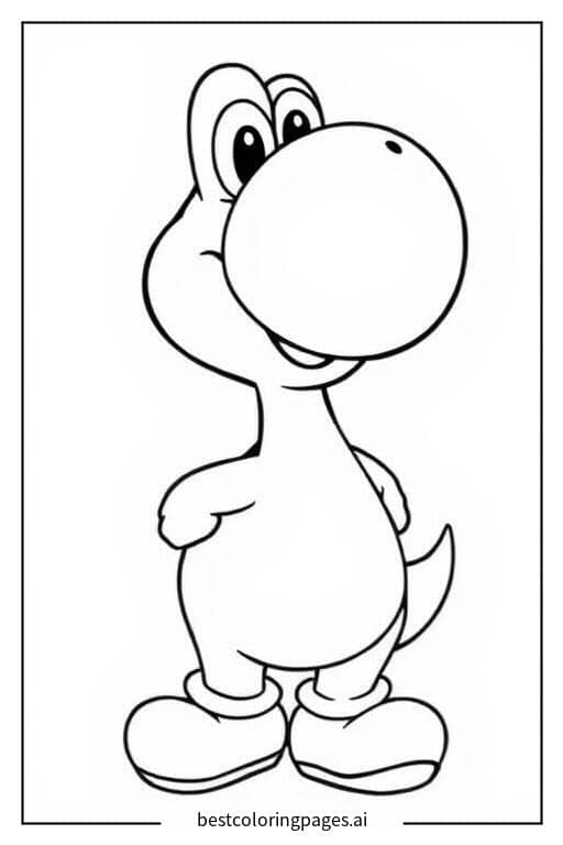 Dibujos de Yoshi de pie y sonriendo para Colorear