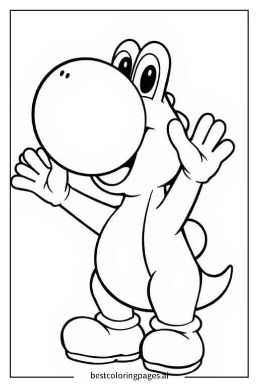 Dibujos de Yoshi saludando para Colorear