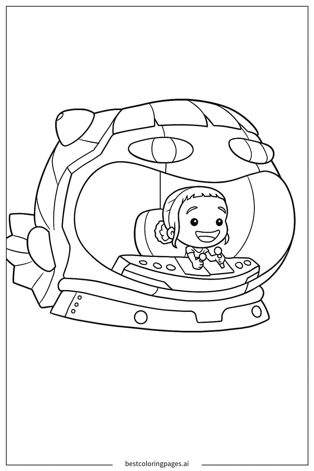 Zoey in the Spaceship Coloring Page