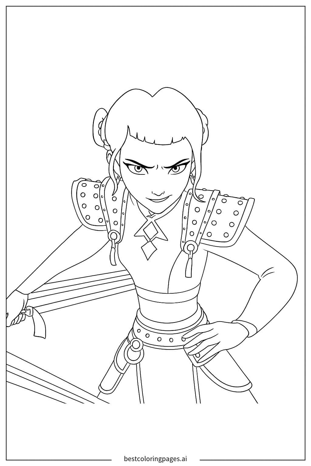 Zoey the Kpop Demon Hunter Adventure Coloring Page