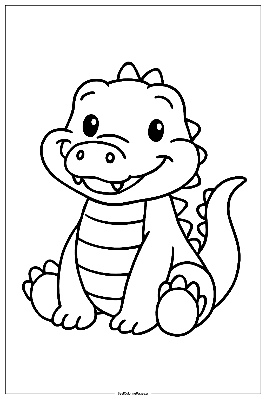 Baby crocodile sitting Coloring Page