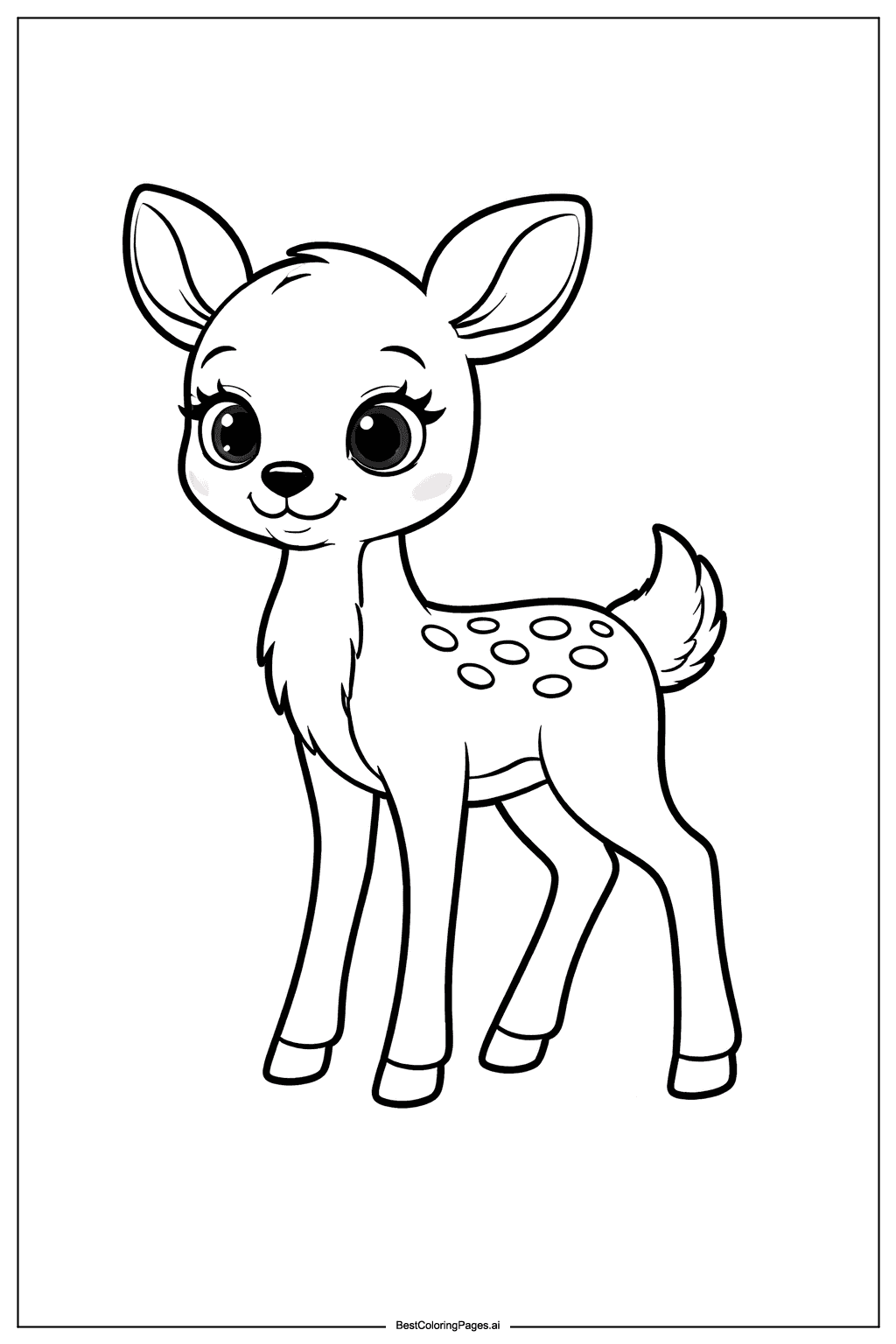 Desenhos de Filhote de Cervo Adorável para Colorir