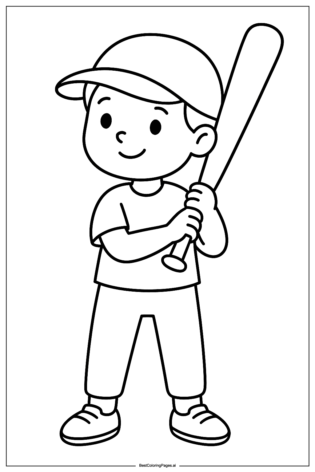 Baseball player holding bat Coloring Page