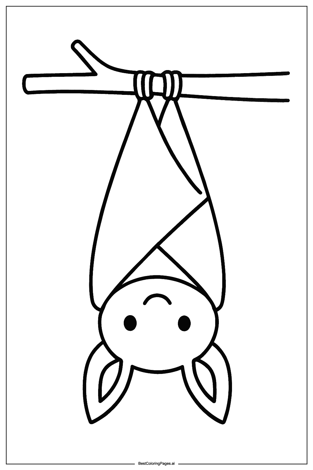Bat hanging upside down Coloring Page