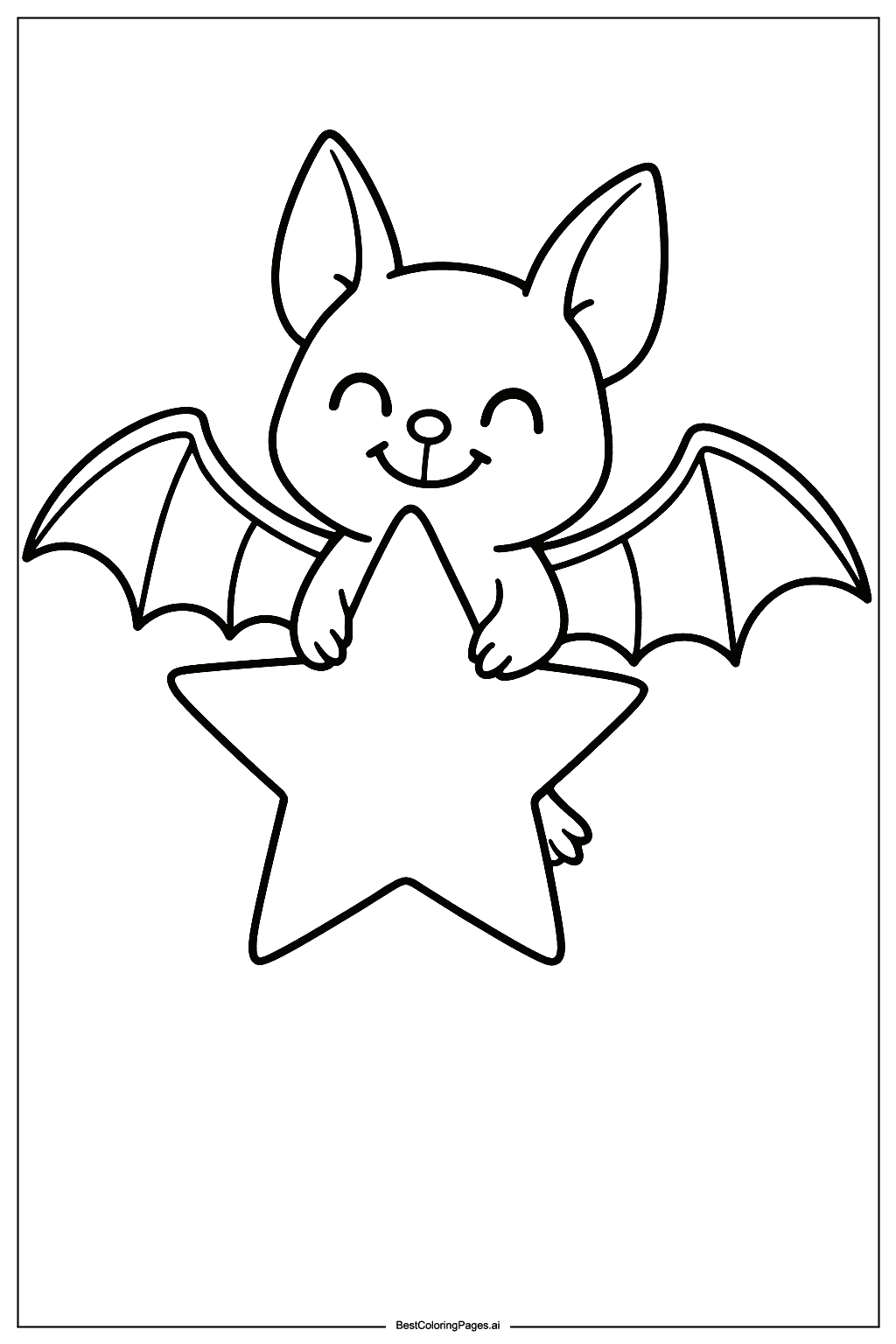 Bat holding star Coloring Page