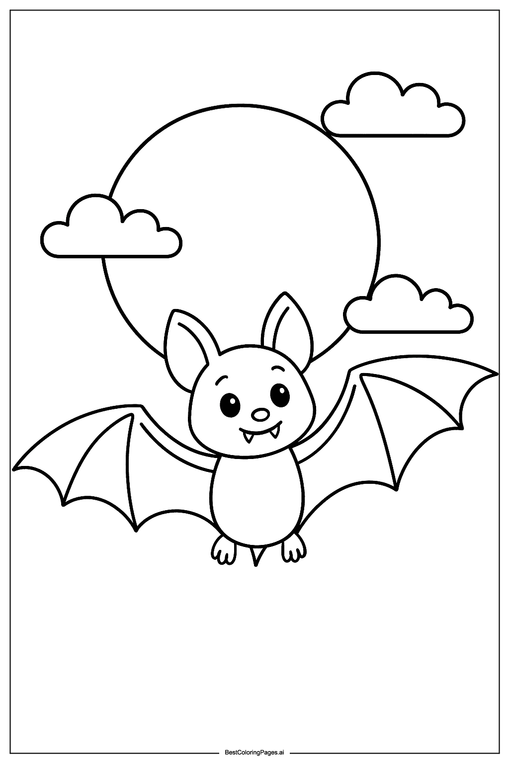 Bat in the moonlight Coloring Page