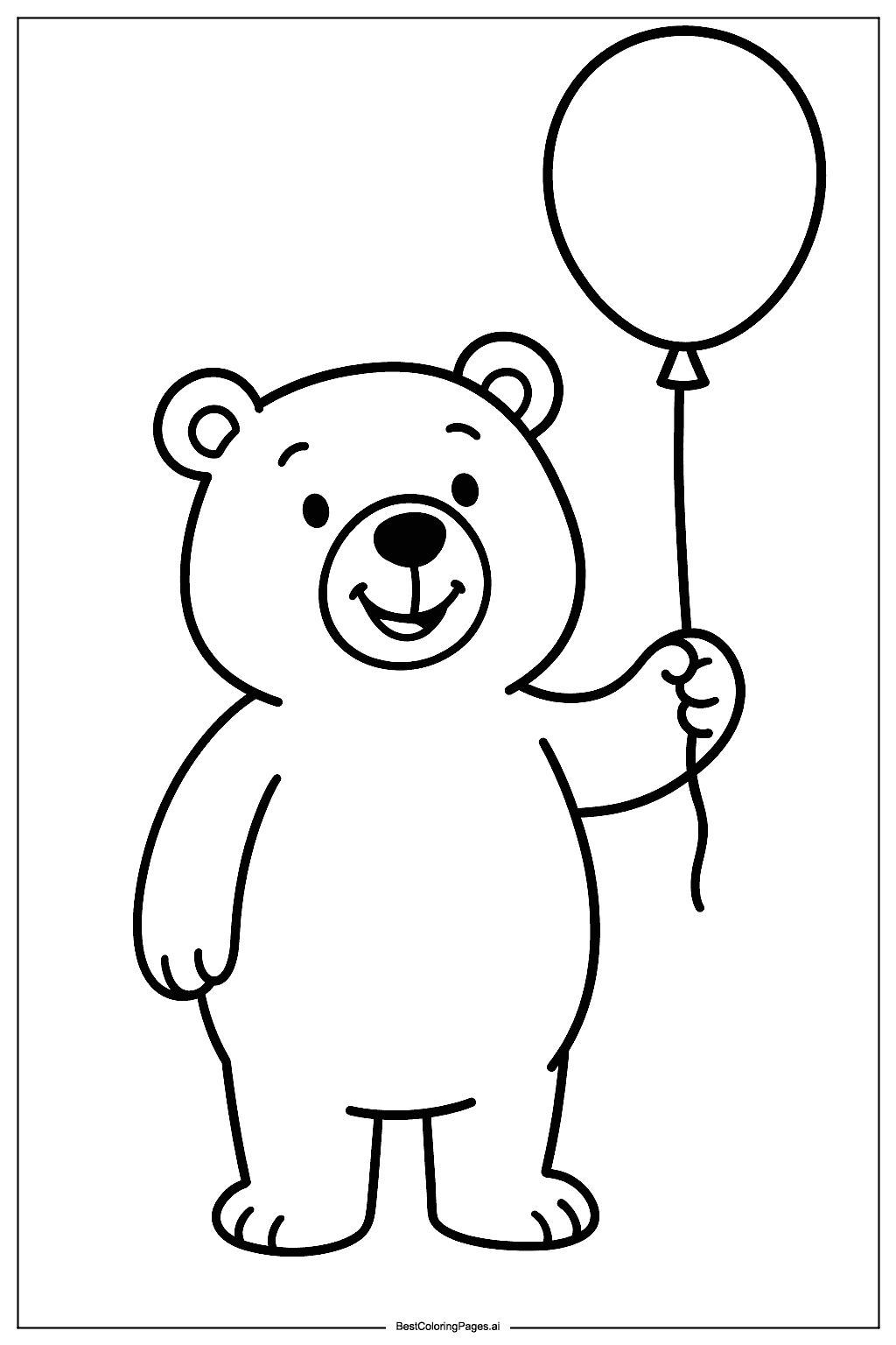 Bear holding balloon Coloring Page
